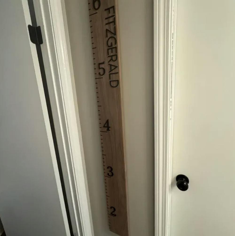 Solid Walnut Growth Chart Ruler - Black Numbers
