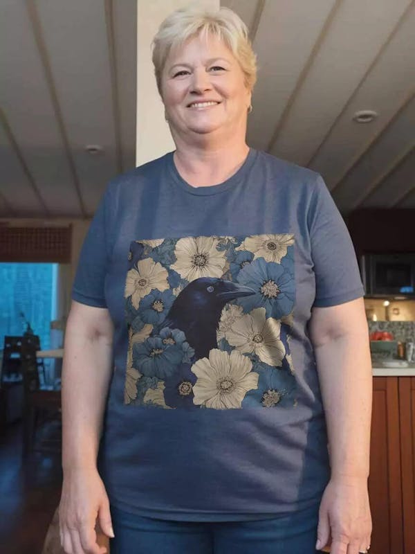 Raven In Flower Field T-shirt