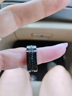 Diamond Inlay Beveled Edges Black Tungsten Men's Wedding Band