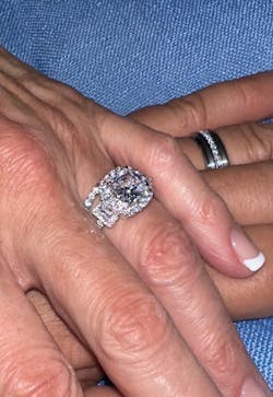 3.0ct Asscher Cut Three Stone Engagement Ring