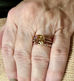 Rose Gold 5ct Cushion Cut Champagne Stone 3PC Ring Set