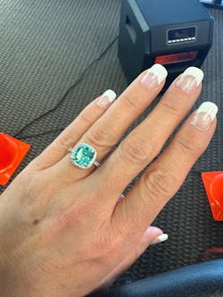 Exquisite Halo Cushion Cut Simulated Cyan Blue Engagement Ring