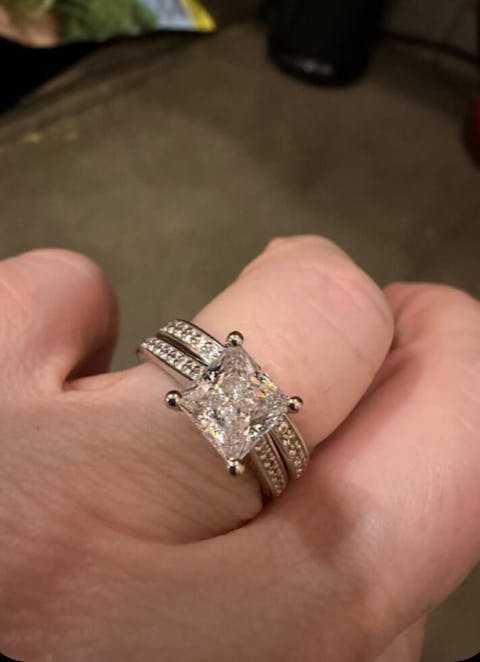 1.5 Carat Princess Cut Diamond Option 2-Pcs Wedding Engagement Ring Set