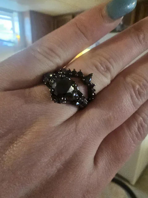 Together Forever- 1.25 Carat Black Diamond Option Gothic Ring Set