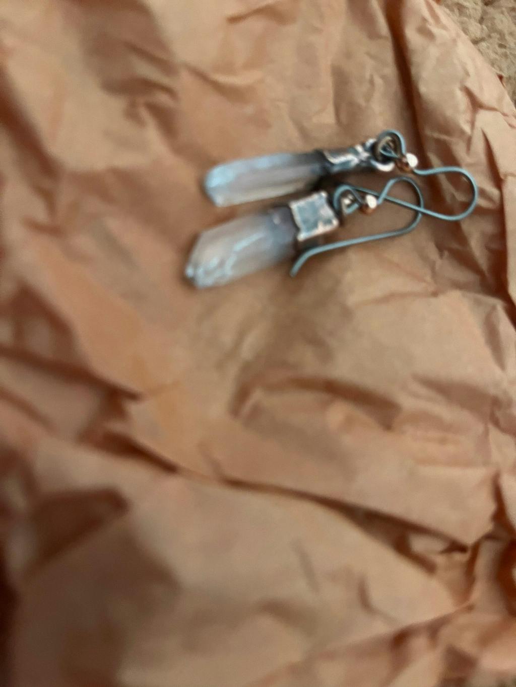 Quartz Point Earrings - Handcrafted Copper Talisman for Healing