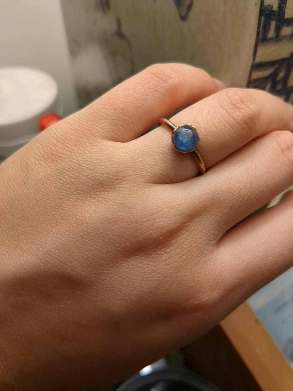 Kyanite Ring - Handcrafted Copper Jewelry Talisman for Inner Peace