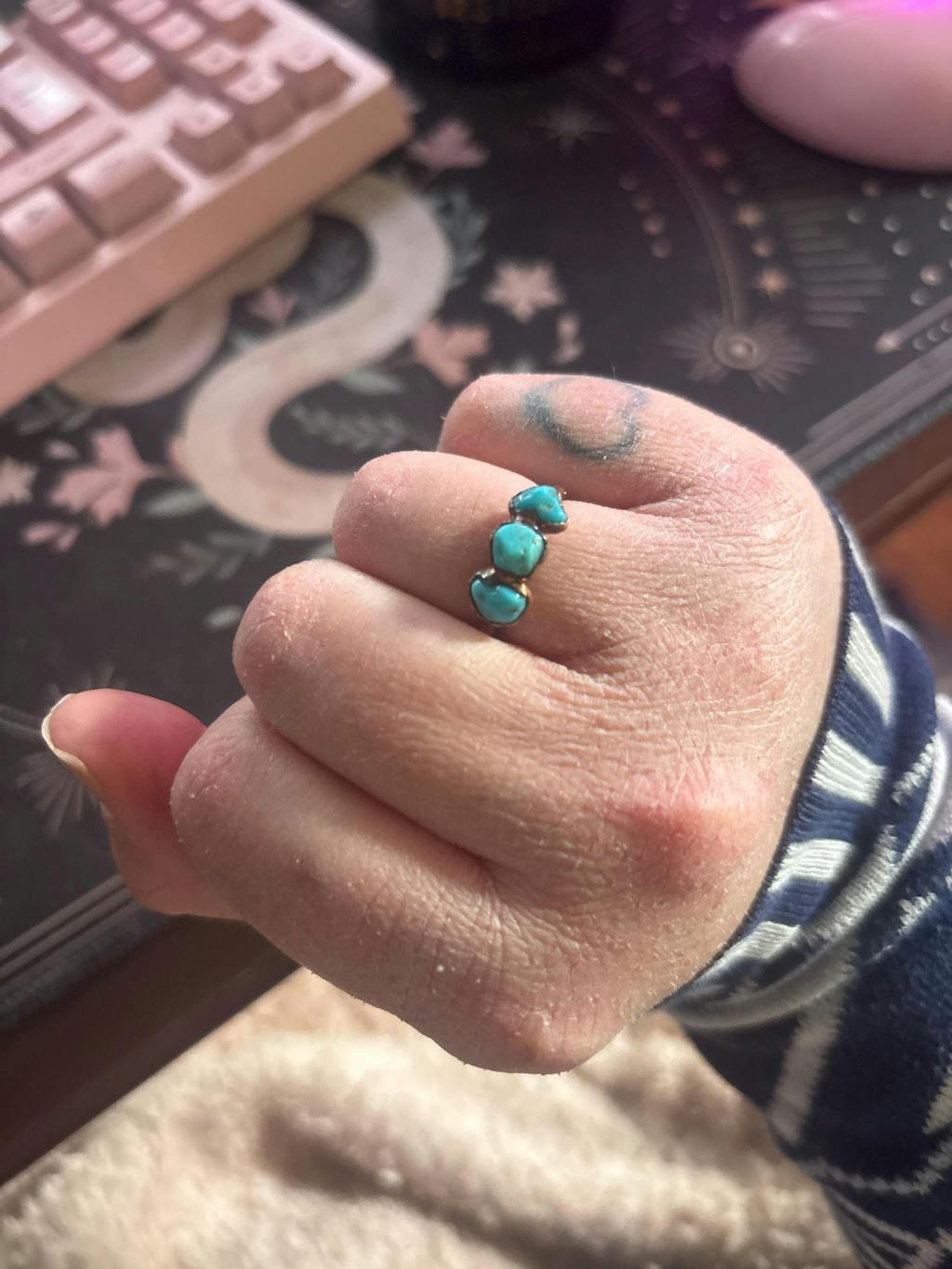 Sonoran Turquoise Ring - Handcrafted Copper Talisman for Calm and Clarity