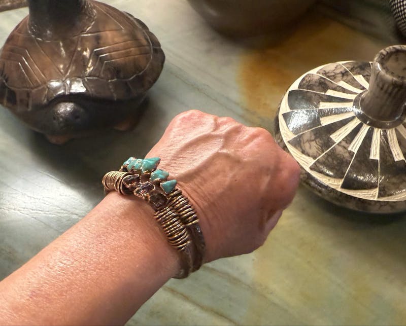 Raw Turquoise Copper Cuff — Handcrafted Crystal Jewelry Talisman for Courage