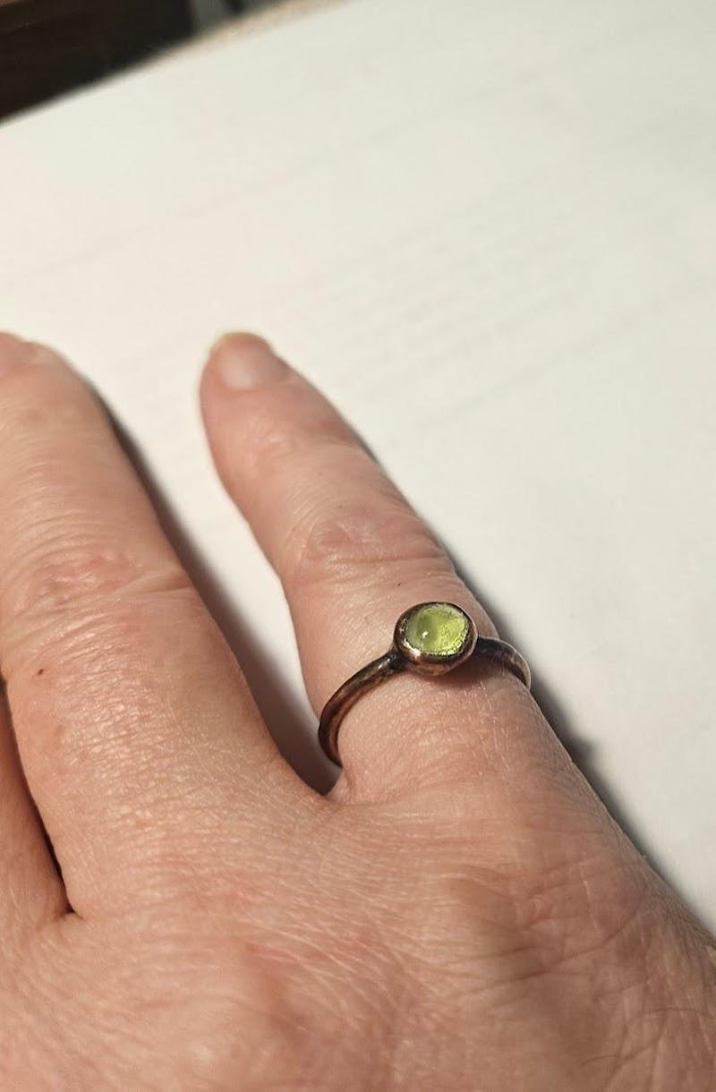 Peridot Copper Ring - Handcrafted Talisman for Renewal and Strength