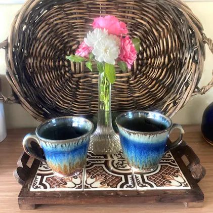 Ceramic Coffee Mugs & Soup Mugs - Amber Blue | Pottery Mugs