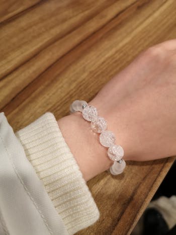 Amplifier and Clearing Negative Energy  - Natural Crackle Quartz and Frosted Clear Quartz Stretch Bracelet
