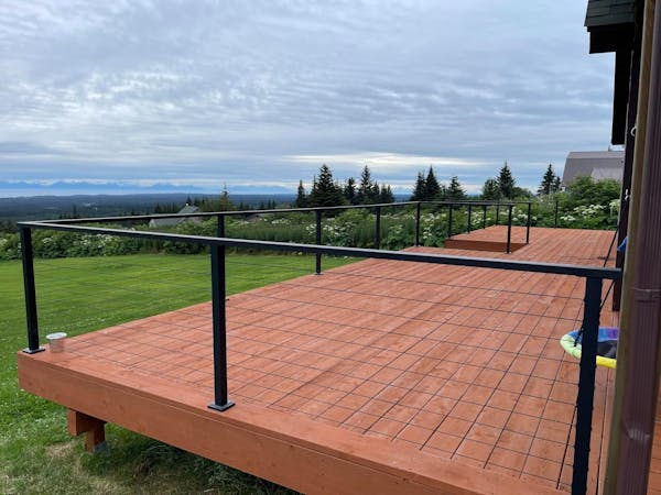 BLIKA 36'' & 42'' Black Surface Mount Cable Railing System DIY Kit (4FT - 28FT, Level Drilled, )