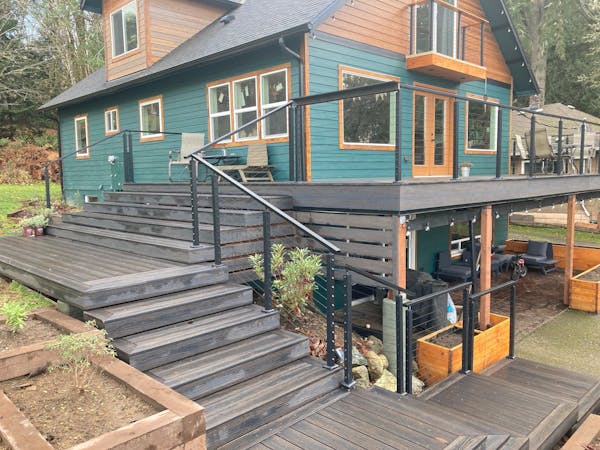 BLIKA 36'' & 42'' Black Surface Mount Cable Railing System DIY Kit (4FT - 28FT, Level Drilled, )