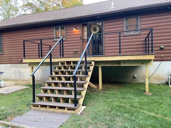 BLIKA 36'' & 42'' Black Surface Mount Cable Railing System DIY Kit (4FT - 28FT, Level Drilled, )