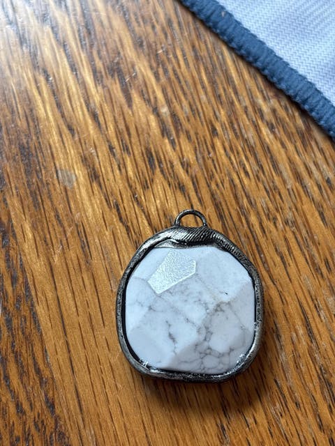 Soldered Natural Stone Pendants, Round Stone Pendants with Gunmetal Soldering, Comes in 5 pattern styles, Natural Stones, Fast Ship.