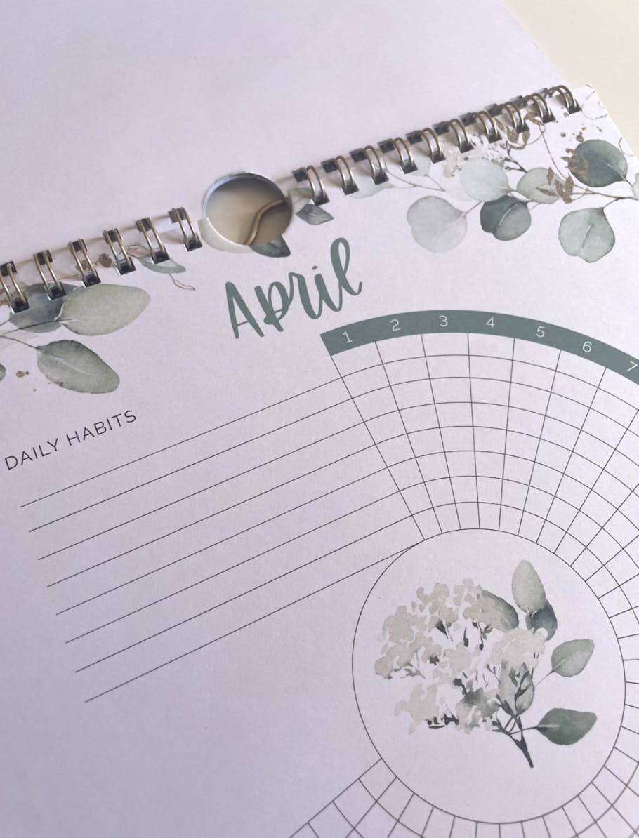 Habit Tracking Calendar, 8” x 10”, Greenery - Bloom Daily Planners