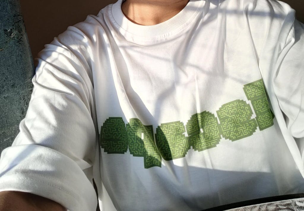 Unisex Oversized "Escape" Typography Art with Intricate Maze Design