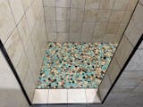 Pebble Tiles for Bathroom Shower Floor Blue White Porcelain Pebble