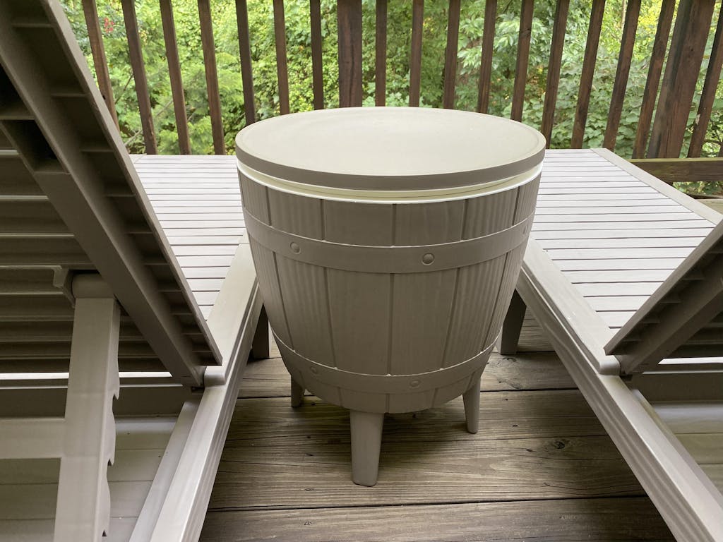 Patio Cooler Table Weather Resistant Resin Bluu