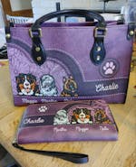 Dog Colorful Personalized Leather Handbag, Personalized Gift for Dog Lovers, Dog Dad, Dog Mom - LD016PS08