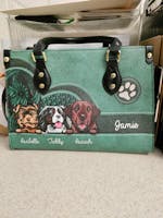 Dog Personalized Leather Handbag, Personalized Gift for Dog Lovers, Dog Dad, Dog Mom - LD047PS03
