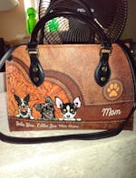 Dog Colorful Personalized Leather Handbag, Personalized Gift for Dog Lovers, Dog Dad, Dog Mom - LD016PS08