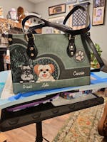 Dog Personalized Leather Handbag, Personalized Gift for Dog Lovers, Dog Dad, Dog Mom - LD047PS03