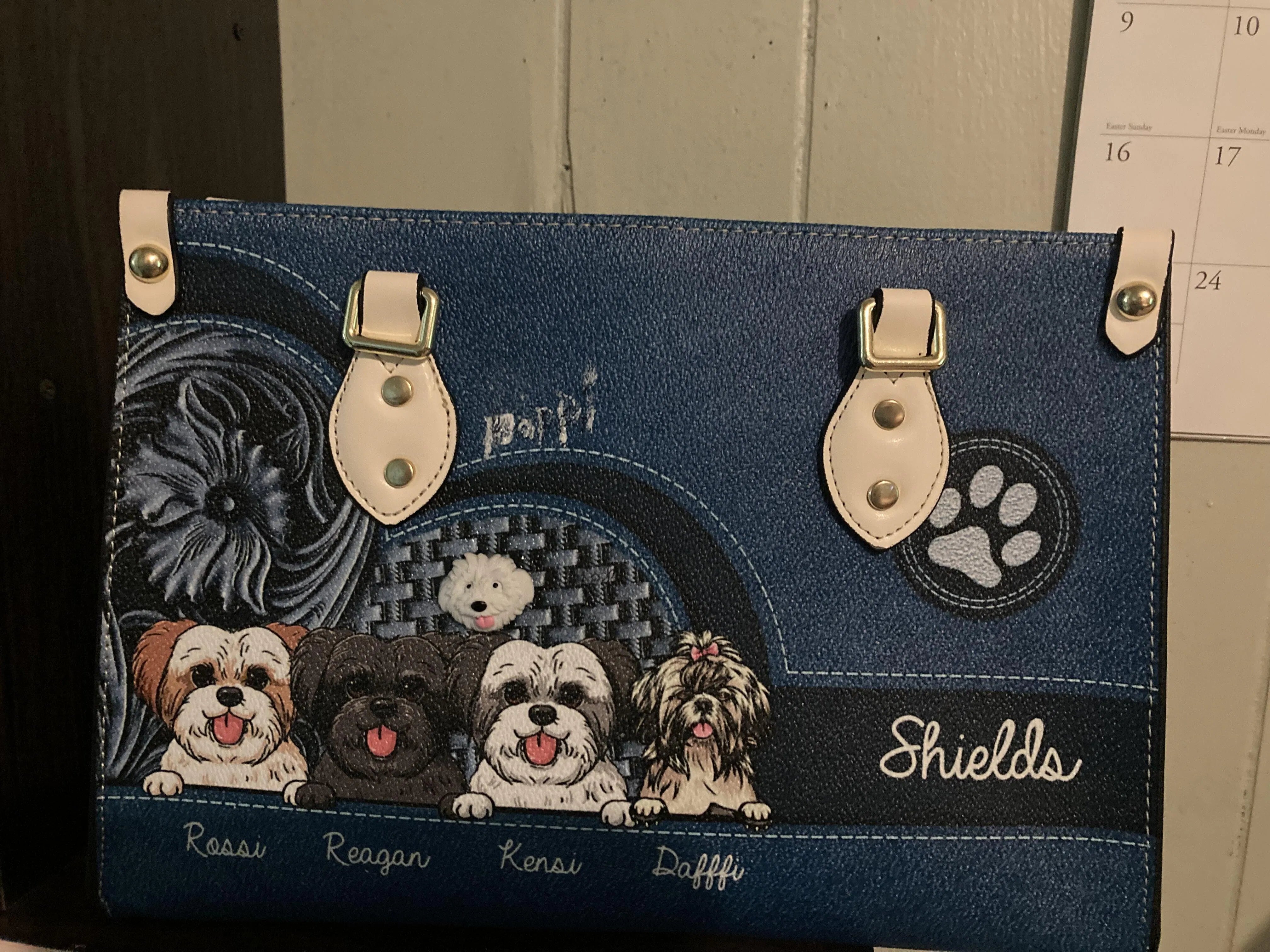 Embroidered cat lady handbag