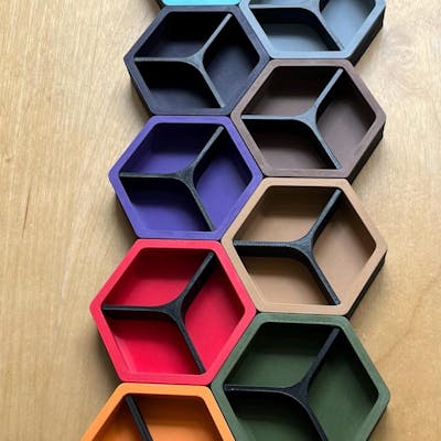 Magnetic Hexagon Board Game Token Trays – Custom Color Organizers with Dividers