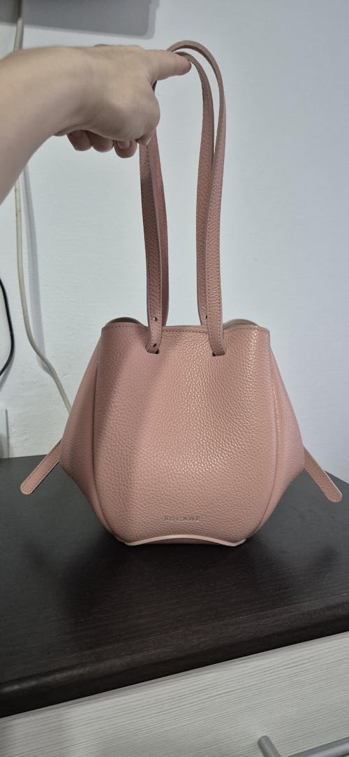 Geanta Mini Pétale, Piele Texturata, Rose Poudré, cu Accesorii