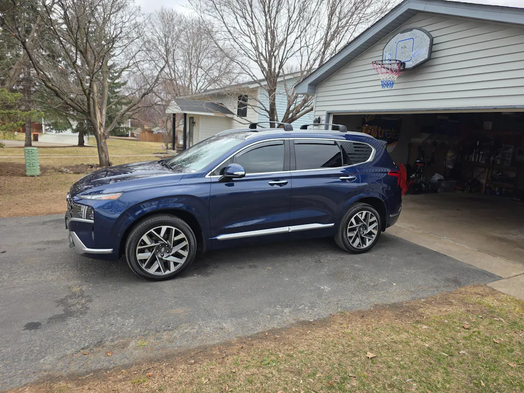 American Flag Quarter Window Decal for Hyundai Santa Fe 2019-2023 – Precut Matte Black Vinyl