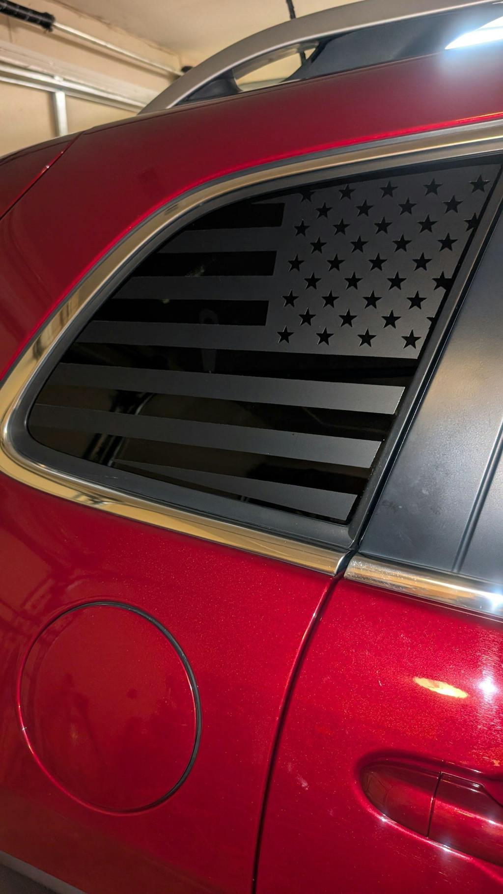American Flag Quarter Window Decal for Jeep Cherokee 2014–2023 – Precut Matte Black Vinyl