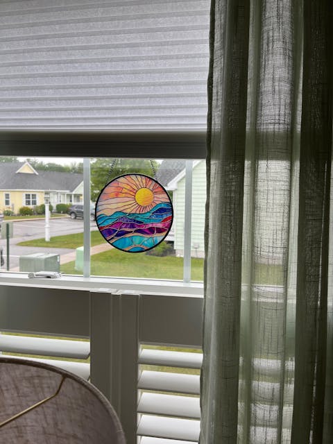 Sunset River Sun Catcher Decoration Stained Glass Window Hanging