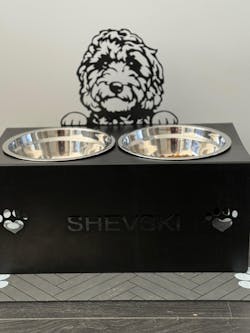 Golden Doodle Personalized Name Pet Food Bowl Holder