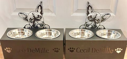 French Bulldog Personalized Name Pet Food Bowl Holder