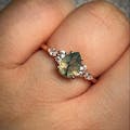 Moss Agate Engagament Ring With Seven Stone Ring