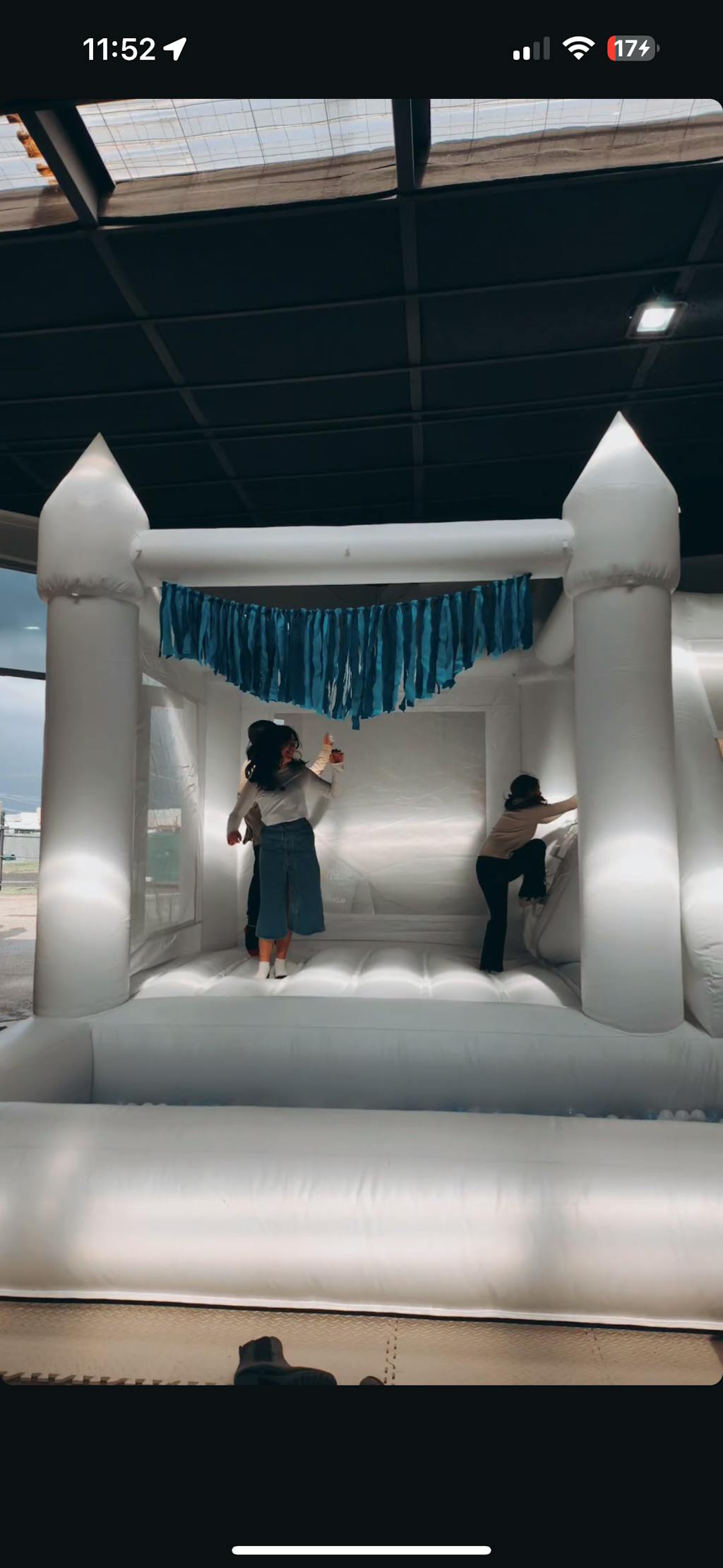 White Bouncy Castle with Slide & Ball Pit (5x5)