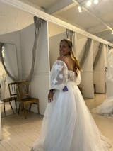 Seyori Ivory Floral Maxi Gown w/ Detachable Sleeves