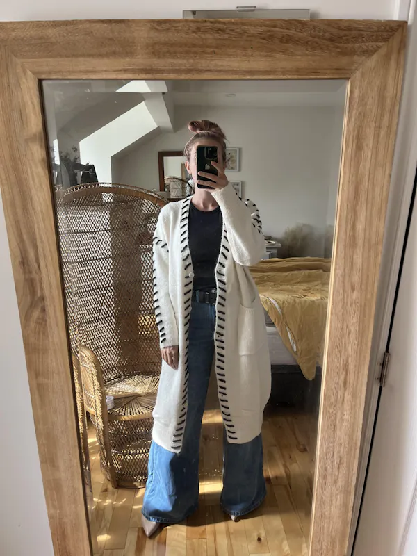 Barnsley | Oversized White Knit Cardigan w/ Pockets