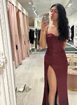 Kesha Red Corset Cowl Neck Maxi Dress | Boutique 1861