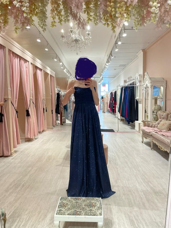 Fitzi Navy | Sparkly Strapless Maxi Dress w/ Slit