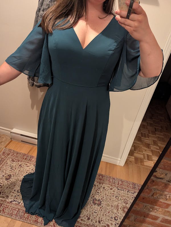 Adelphia Green | V-Neck Chiffon Maxi Dress