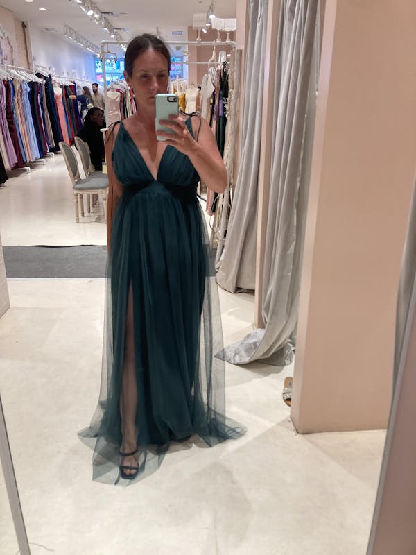 Hyedi Green | Tulle Gown with Plunging Neckline