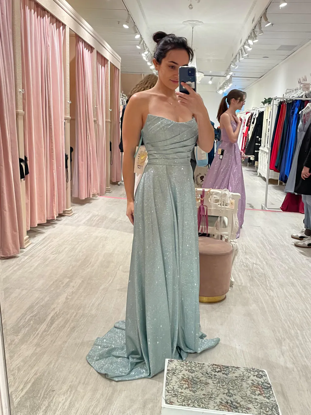 Janie Navy Chiffon Maxi Dress with Sweetheart Neckline and Scarf
