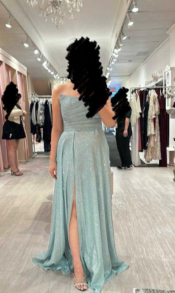 Fitzi Navy | Sparkly Strapless Maxi Dress w/ Slit