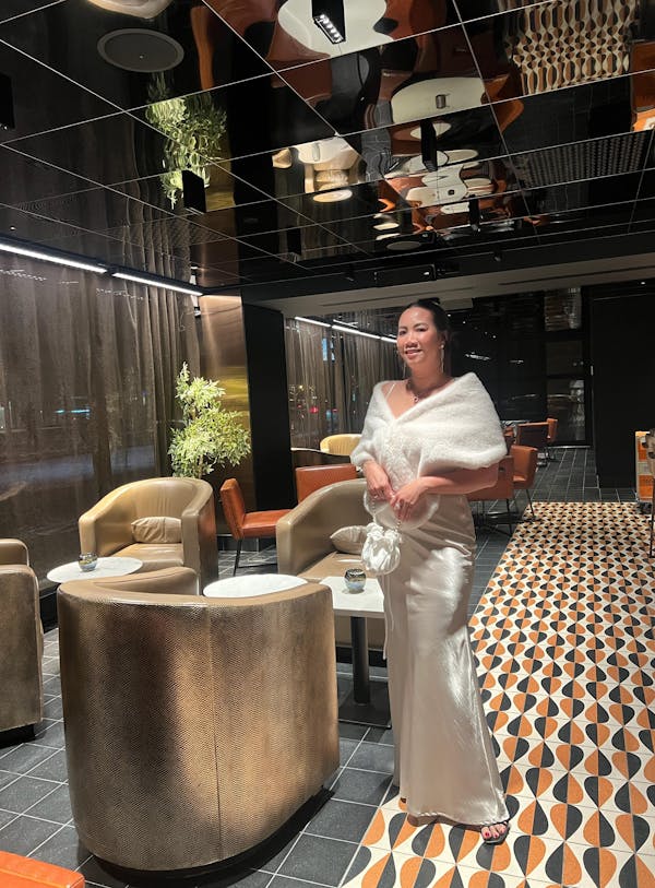 Safiya Ivory | Satin Maxi Dress with Faux Fur Shawl