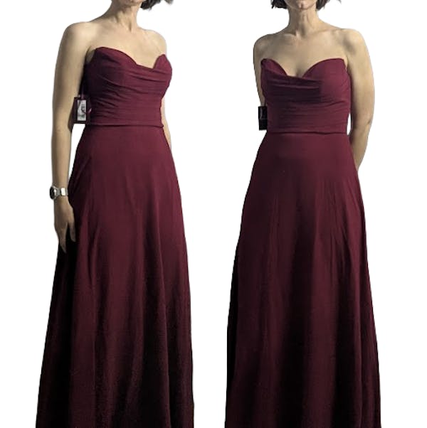 Janie Burgundy | Chiffon Maxi Dress with Sweetheart Neckline and Scarf
