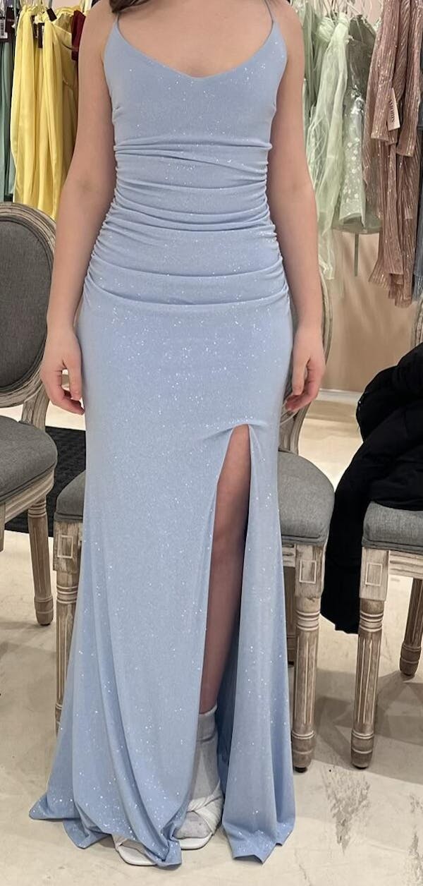 Samira Light Blue | Sparkly Mermaid Maxi Dress with Slit