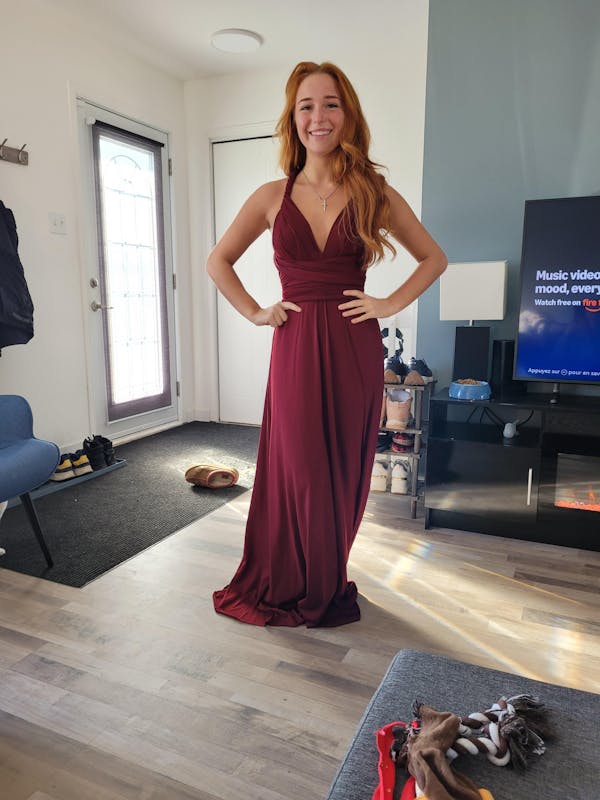 Violaine Burgundy | Convertible Maxi Dress