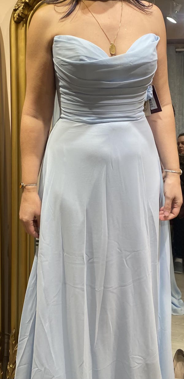 Janie Light Blue | Chiffon Maxi Dress with Sweetheart Neckline and Scarf